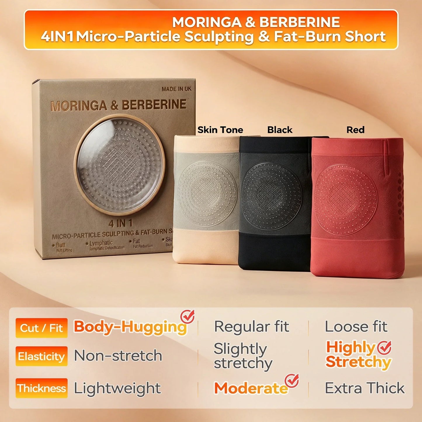 🎖️Moringa & Berberine 4-In-1 Micro-Particle Sculpting & Fat-Burn Shorts
