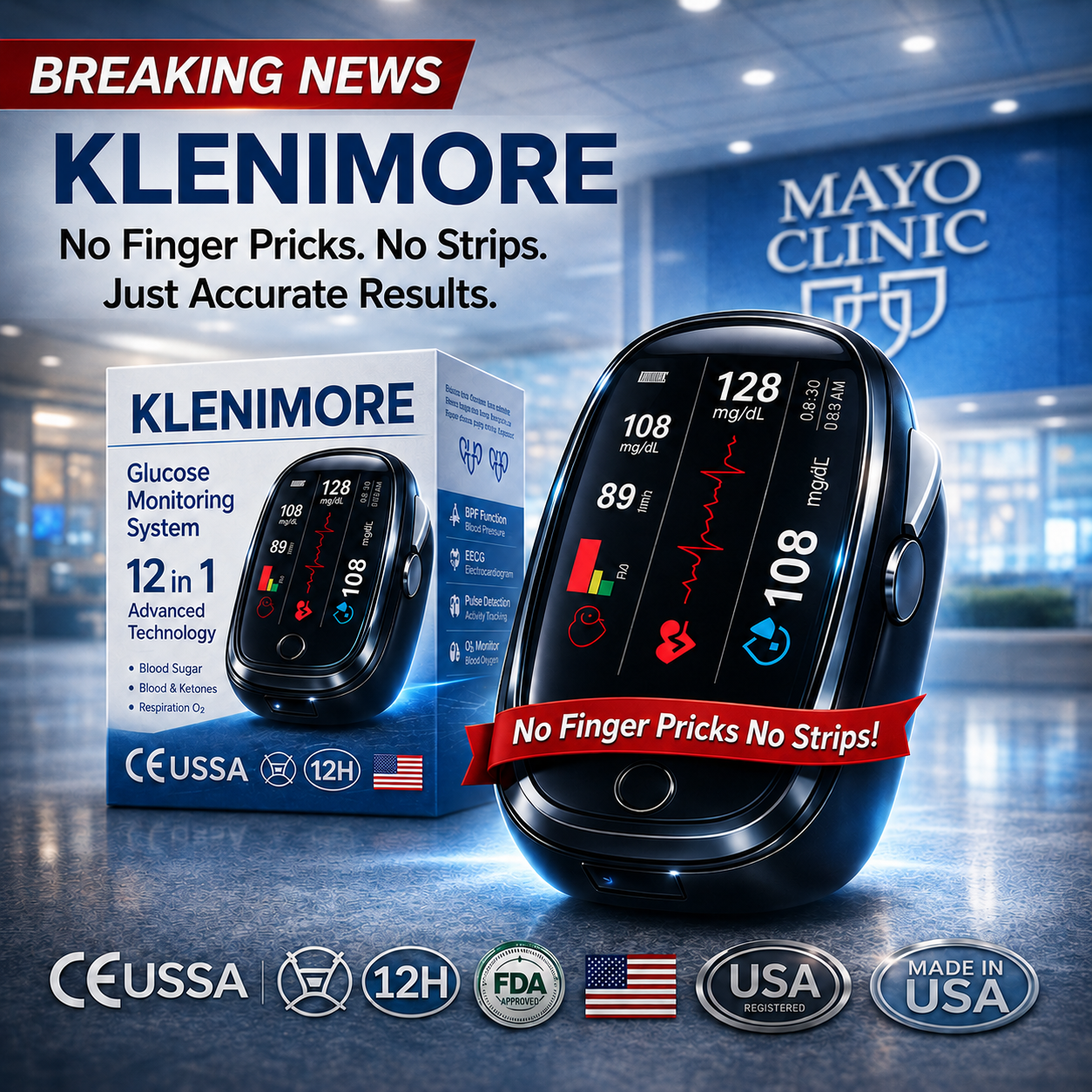 🔥Final 1 Hours : Only Limited Stock Left🏆GluCent™ Non-Invasive Blood Glucose Meter 99.9% Accuracy （Mayo Clinic Recommended）